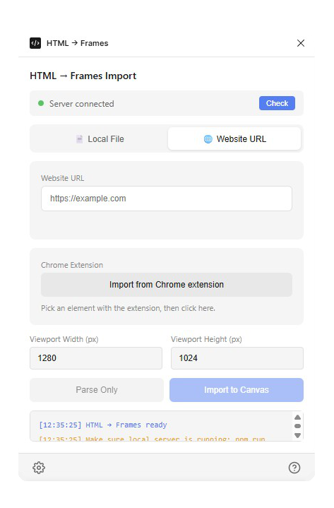 The Website URL tab